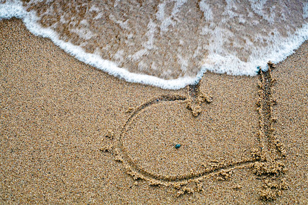 istock Heart on the sand and wave 147336890