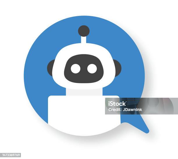 Cute Smiling Robot, Chat Bot Say Hi. Vector Flat Cartoon Character