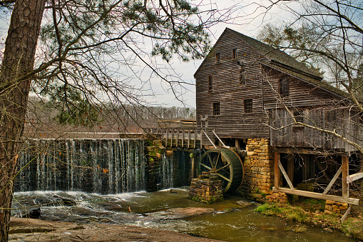 A nice landscape of the historic Yates Mill Park in Raleigh, North Carolina in Springtime.