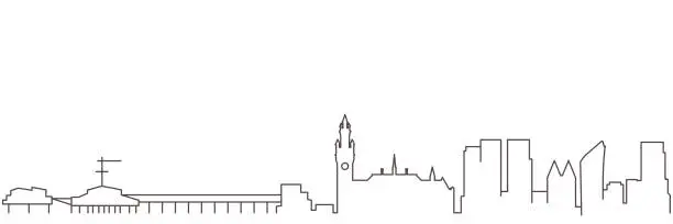 Vector illustration of The Hague Dark Line Simple Minimalist Skyline With White Background