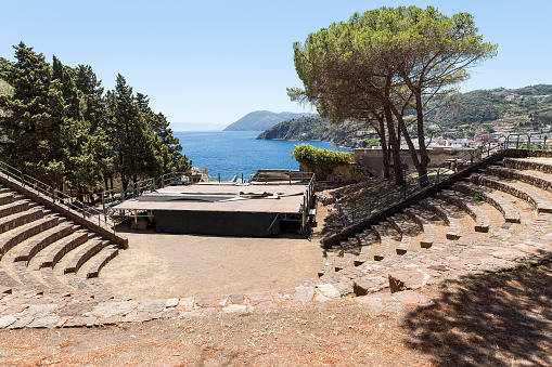 Landscapes of The “Sarcofagi” and The Greek Theater in Lipari, Province of Messina, Italy.