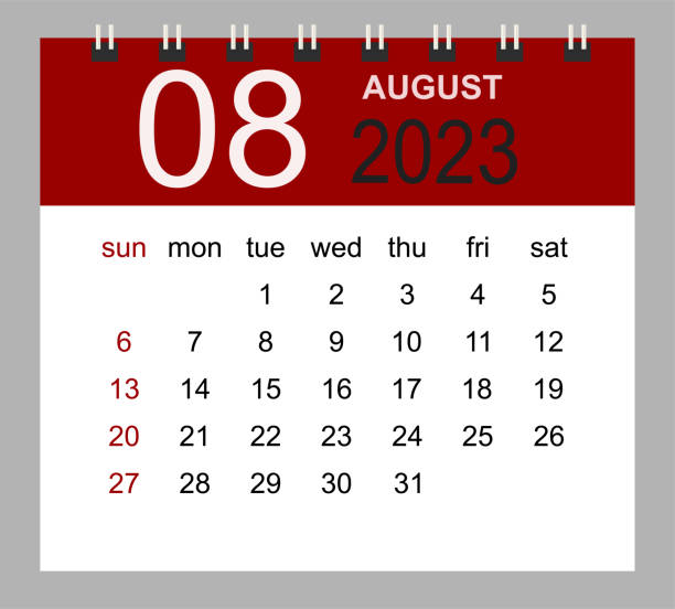 illustrazioni stock, clip art, cartoni animati e icone di tendenza di agosto 2023. modello di calendario mensile vettoriale 2023 anno in stile semplice per la progettazione di modelli. - getting the mail