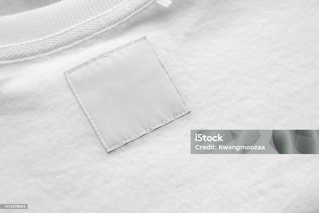 Laundry Background Label Blank White Laundry Care Clothes Label On Fabric Texture Background ...