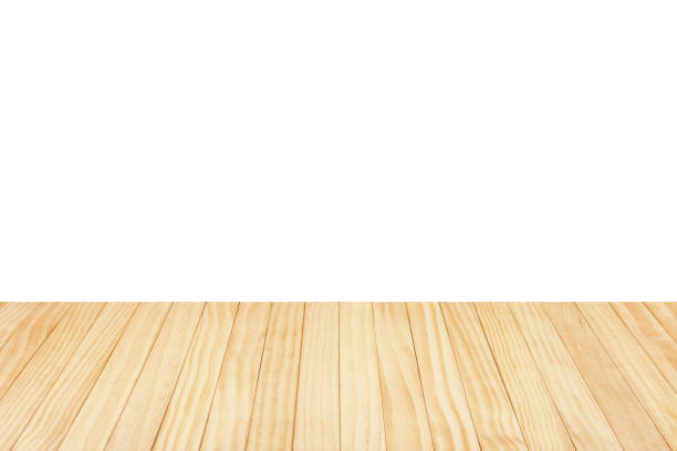 istock Empty wooden table top isolated on white background for product display montage 1473378072