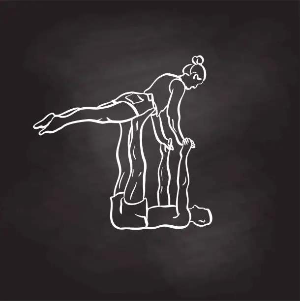 Vector illustration of Balancing Act Couple Blackboard