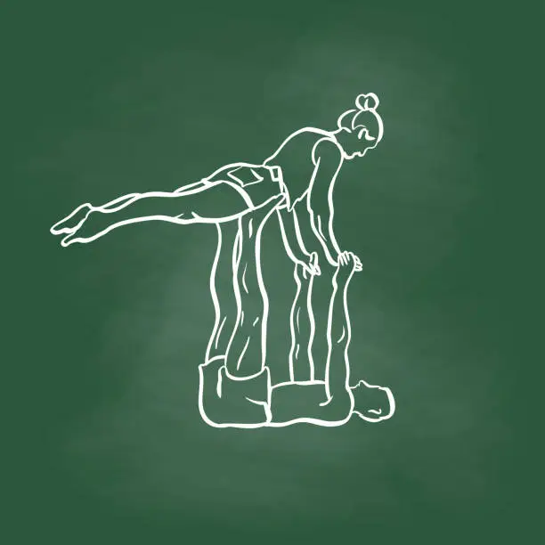 Vector illustration of Balancing Act Couple Chalkboard