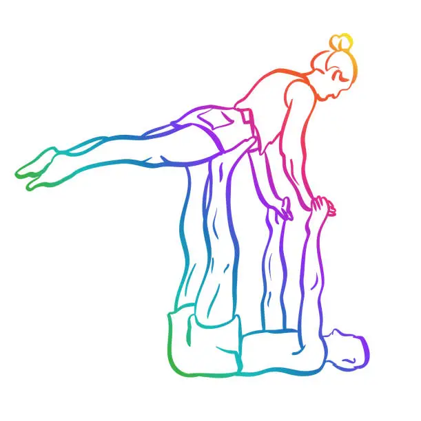 Vector illustration of Balancing Act Couple Rainbow