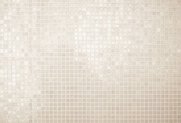istock Cream light ceramic wall chequered and floor tiles mosaic background in bathroom, kitchen. Design pattern geometric with grid wallpaper texture decoration pool. Simple seamless abstract surface clean. 1473378746