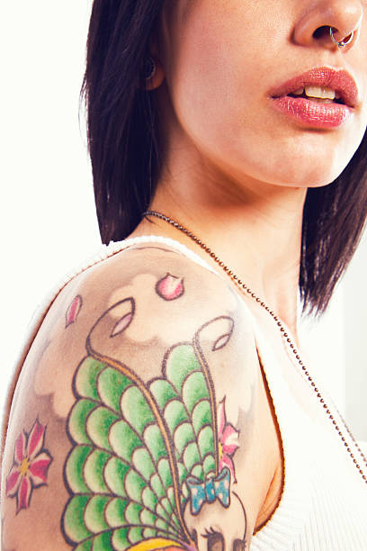 istock Close-up of a tattoo on a woman's shoulder 147337927