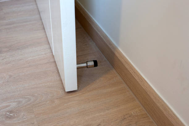 istock White door with door stopper 1473382338