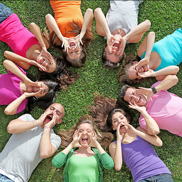 group of teenagers stock photo