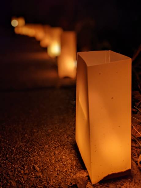 istock Neon Purple Light Lantern Garden Nightscape 1473385688