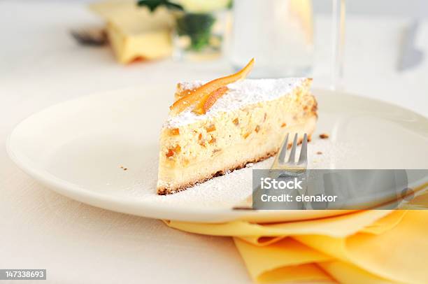 Slice Of Baked Ricotta Cake Stock Photo - Download Image Now - Baked, Cake, Candied Fruit