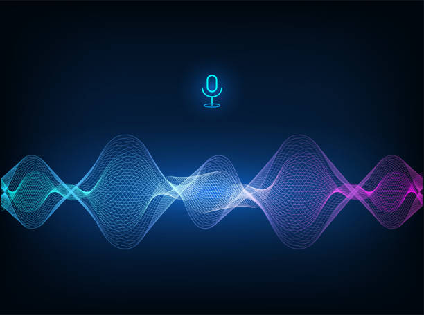 ilustrações de stock, clip art, desenhos animados e ícones de voice assistant concept. vector sound wave - wind instrument audio