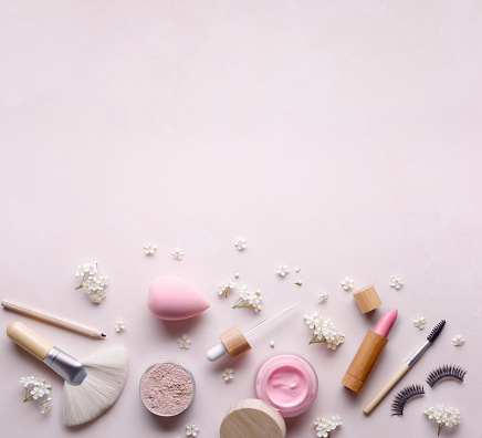 Make-up ingredients with big copy space