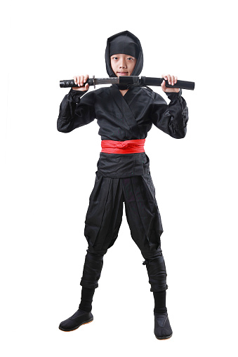 A ninja with a sword on white background