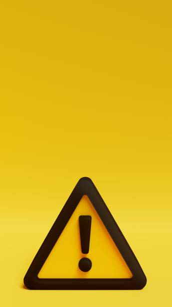 istock warning sign, isometric view, yellow background, safety, prevention, 3d illustration, vertical 1473396780