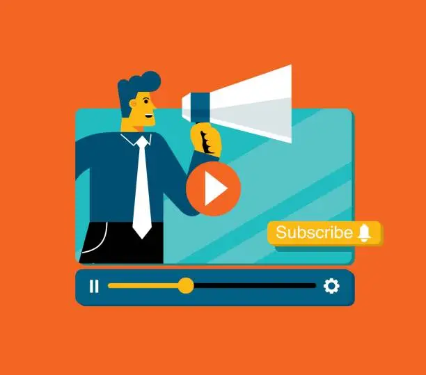 Vector illustration of Video Subscription - Businessman