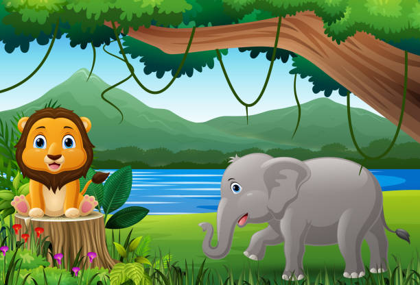 мультфильм диких животных в джунглях - 15833 stock illustrations