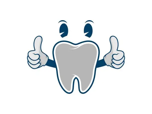 Vector illustration of Tooth care character with hand