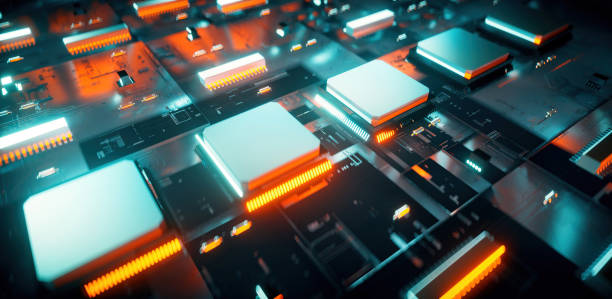 istock 3D rendering of cyberpunk AI. Circuit board. Technology background. Central Computer Processors CPU and GPU concept. Motherboard digital chip. Tech science background. 1473411644