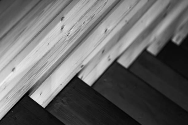 Empty dark wooden stairs. Abstract architecture background photo