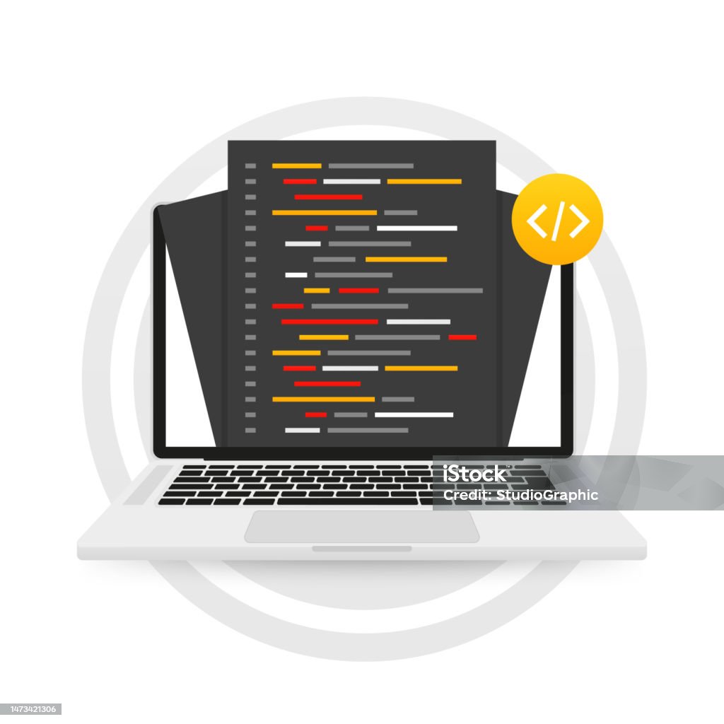 Vetores de Letras Para Códigos De Programação Em Um Laptop Linguagem De ...