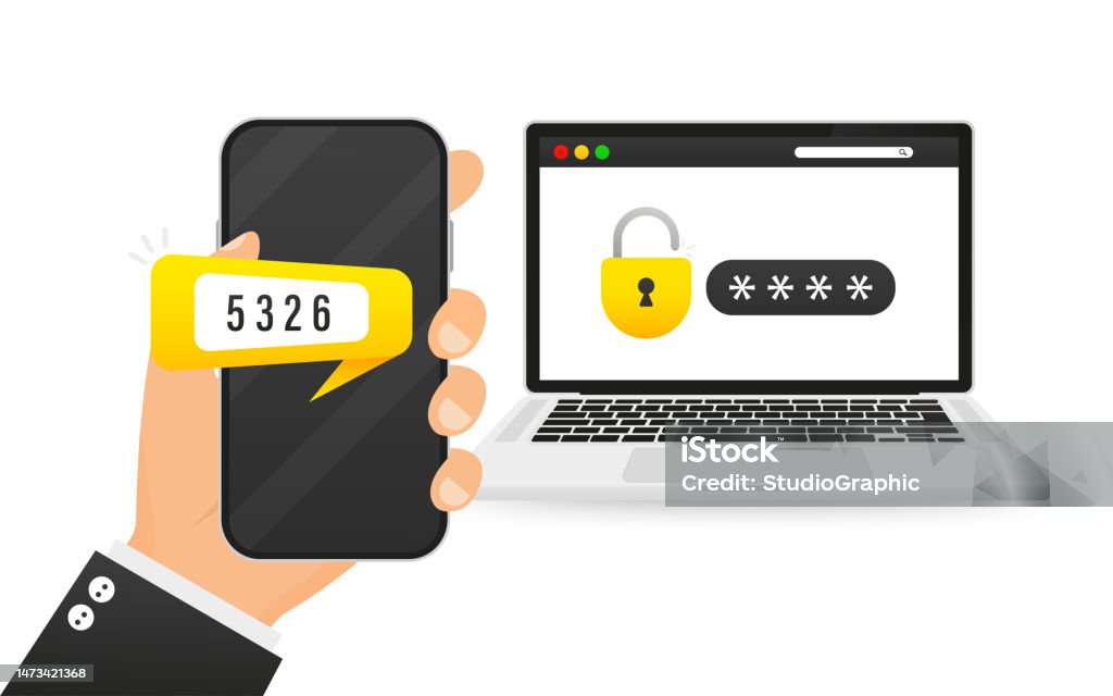 Verification Code Message On Smartphone Notice With Code For Secure ...