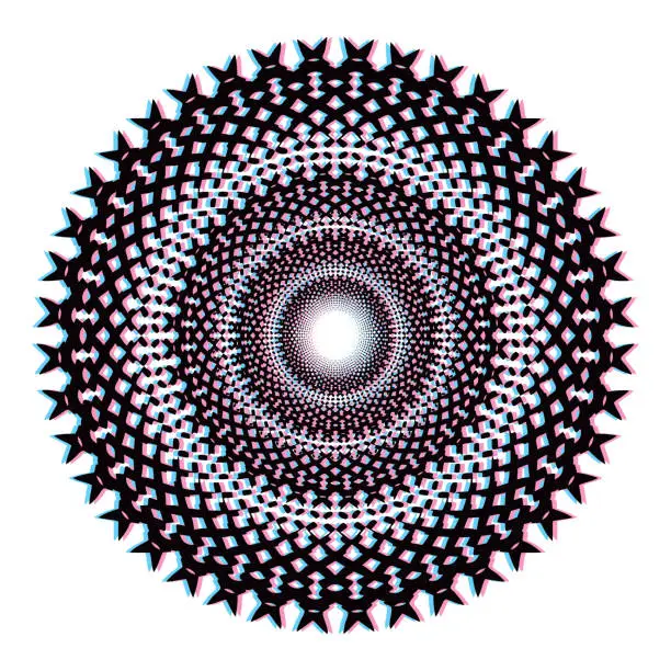Vector illustration of Spiral concentric pattern with Glitch Technique