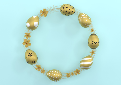 Easter Eggs Frame And Happy Easter Concept