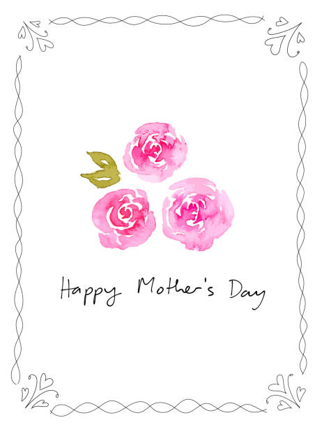 istock Mother's day greeting card with watercolor flower and decorative handwriting frame 1473428338