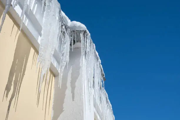 Photo of icicles on the roof