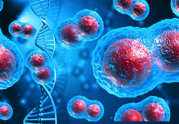 istock Cancer cells with dna strand 1473433554