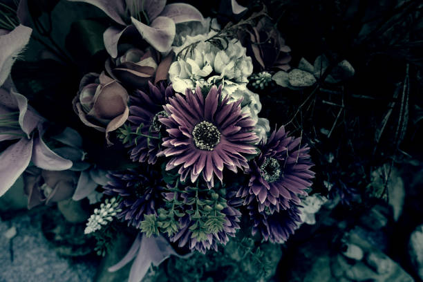 Detail of an old bouquet of flowers, decoration and aroma of flowers