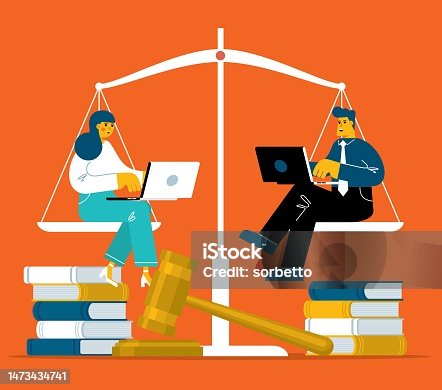 istock Equality and freedom measurement with person sitting on scales 1473434741