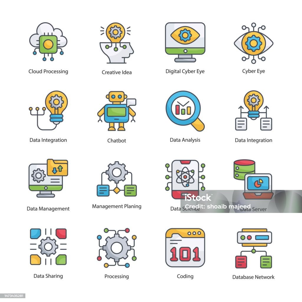 Technology Vector Fill Outline Icon Design Illustration Technology