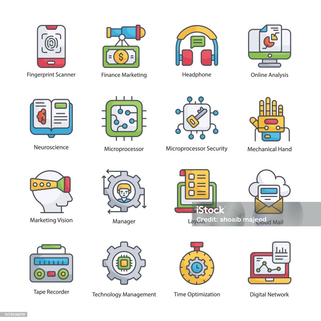 Technology Vector Fill Outline Icon Design Illustration Technology