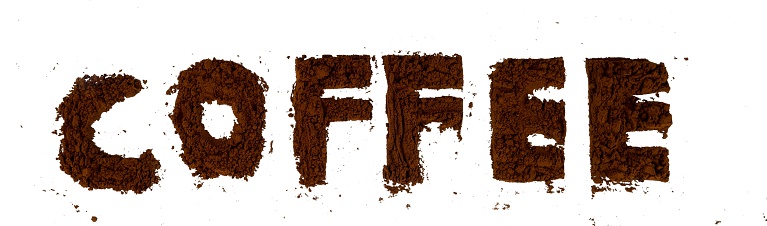Coffee word made by coffee powder isolated
