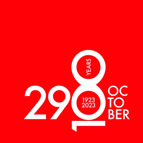 Vector illustration of Celebration of the 100th anniversary of Turkish Republic, 29th October 2023, 1923-2023, 100 years of independence, infinity symbol, national victory day