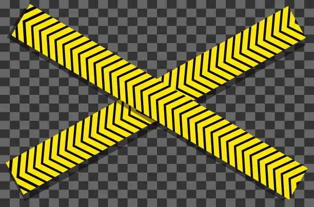 Vector illustration of Vector illustration yellow police crime scene danger tape. Do not cross. Warning tapes