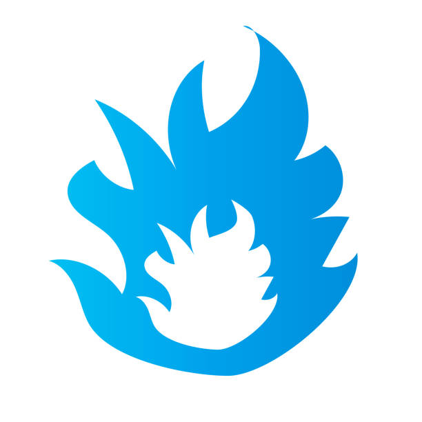 ilustrações de stock, clip art, desenhos animados e ícones de blue fire icon. burning. vector. - blue flame natural gas fireplace