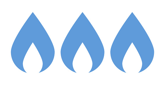 Blue gas stove fire icon. Editable vector.