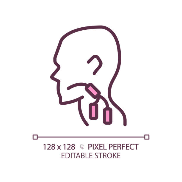 ilustrações, clipart, desenhos animados e ícones de linfonodos pixel perfeito rgb cor ícone linear - throat exam
