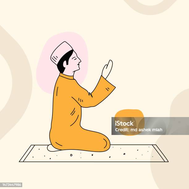 Ilustrasi Seorang Pria Yang Sedang Berdoa Salat Line Art Menggambar Ilustrasi Seorang Pria Yang Sedang Berdoa Salat Line Art Menggambar