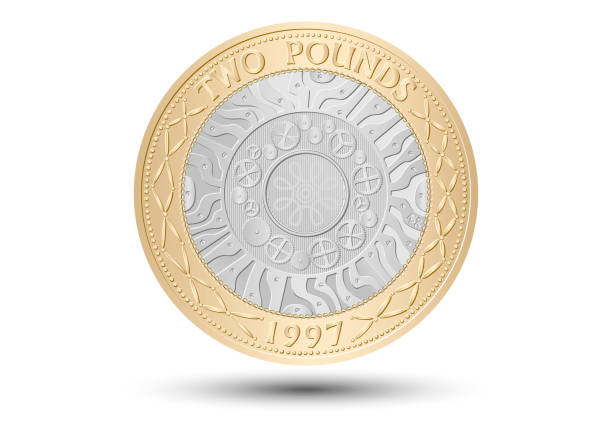 ilustraciones, imágenes clip art, dibujos animados e iconos de stock de moneda británica de dos libras. ilustración vectorial. eps-10 - two pound coin