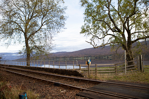 Railway line in Scottish Highlands that runs alongside Loch Eil