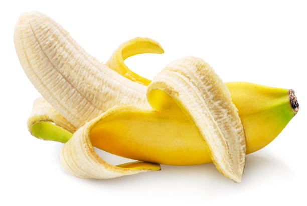 istock Peeled banana isolated on white background. 1473450937