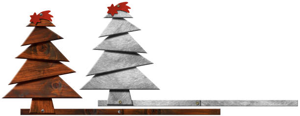 istock Wooden and Metallic Christmas Trees Isolated on White Background 1473451071