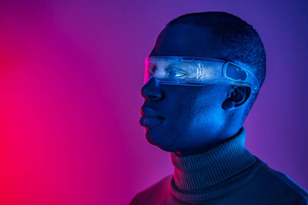 istock Side view of man wearing futuristic glasses 1473451221