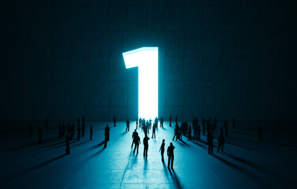 istock Human Crowd Waiting Before Glowing Number One 1473452118